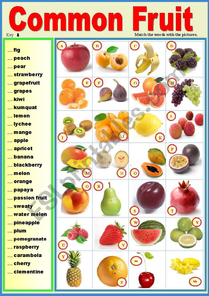 Common fruit. Matching ex + key.   