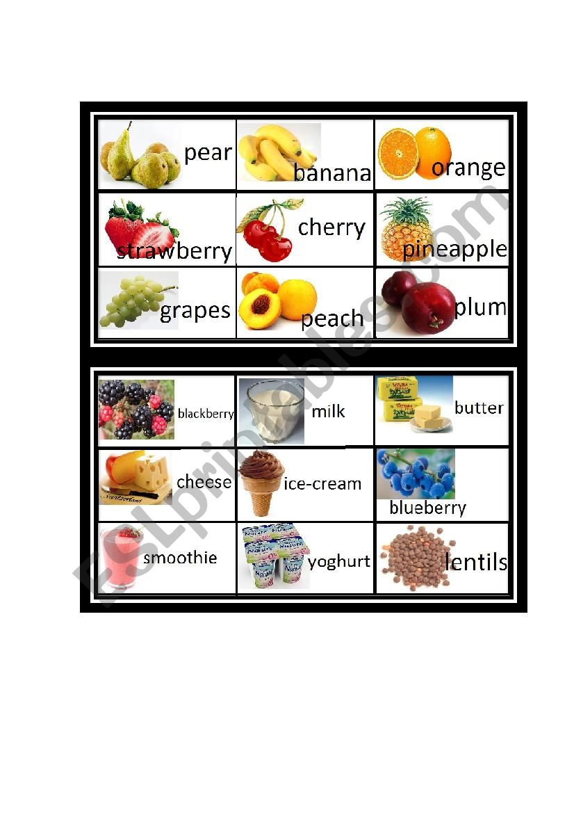 FOOD BINGO worksheet