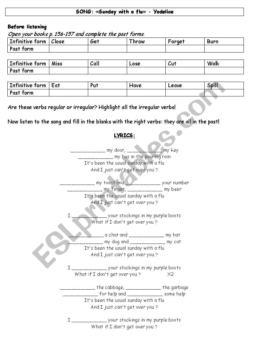 Sunday with a flu worksheet