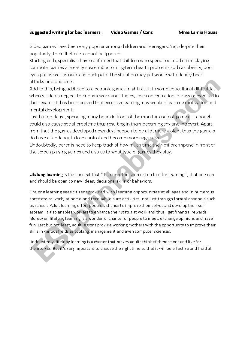 writings worksheet