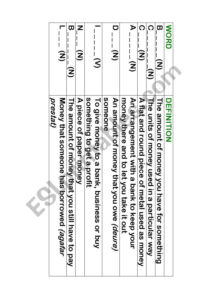 WORDBANK_MONEY worksheet