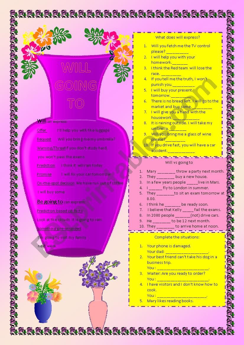 will vs going to worksheet