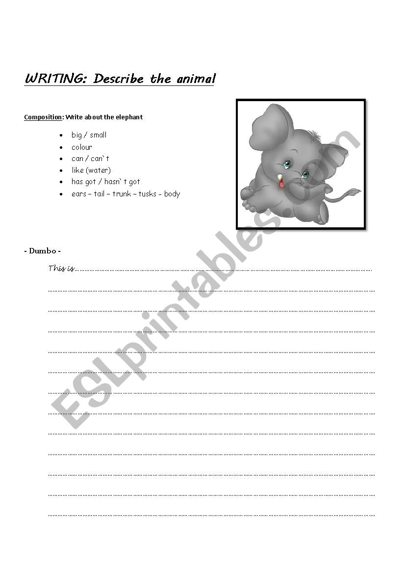 Describe the animal worksheet