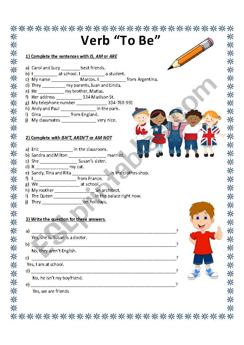 Verb to be - elementary worksheet