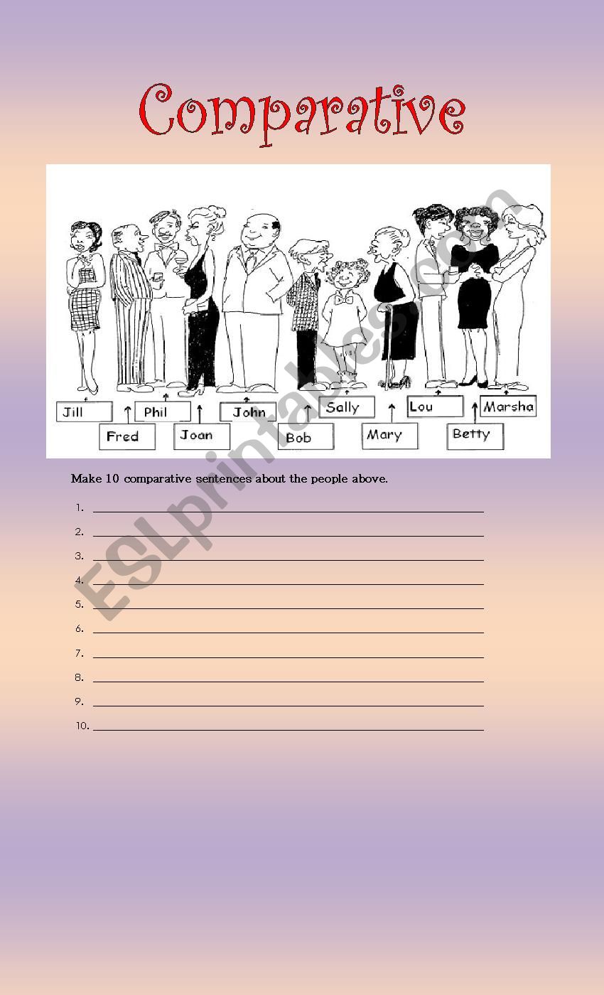 COMPARING PEOPLES APPEARANCE worksheet