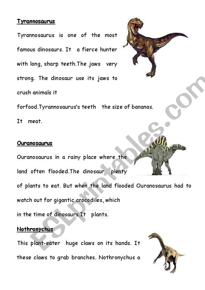 Dinosaurs and past tense verbs