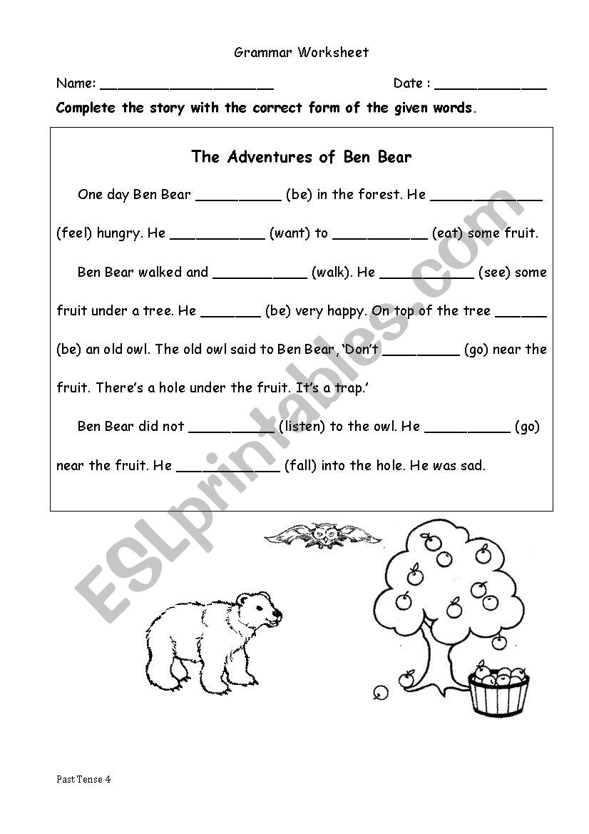 Past Tense Worksheet For Grade 4