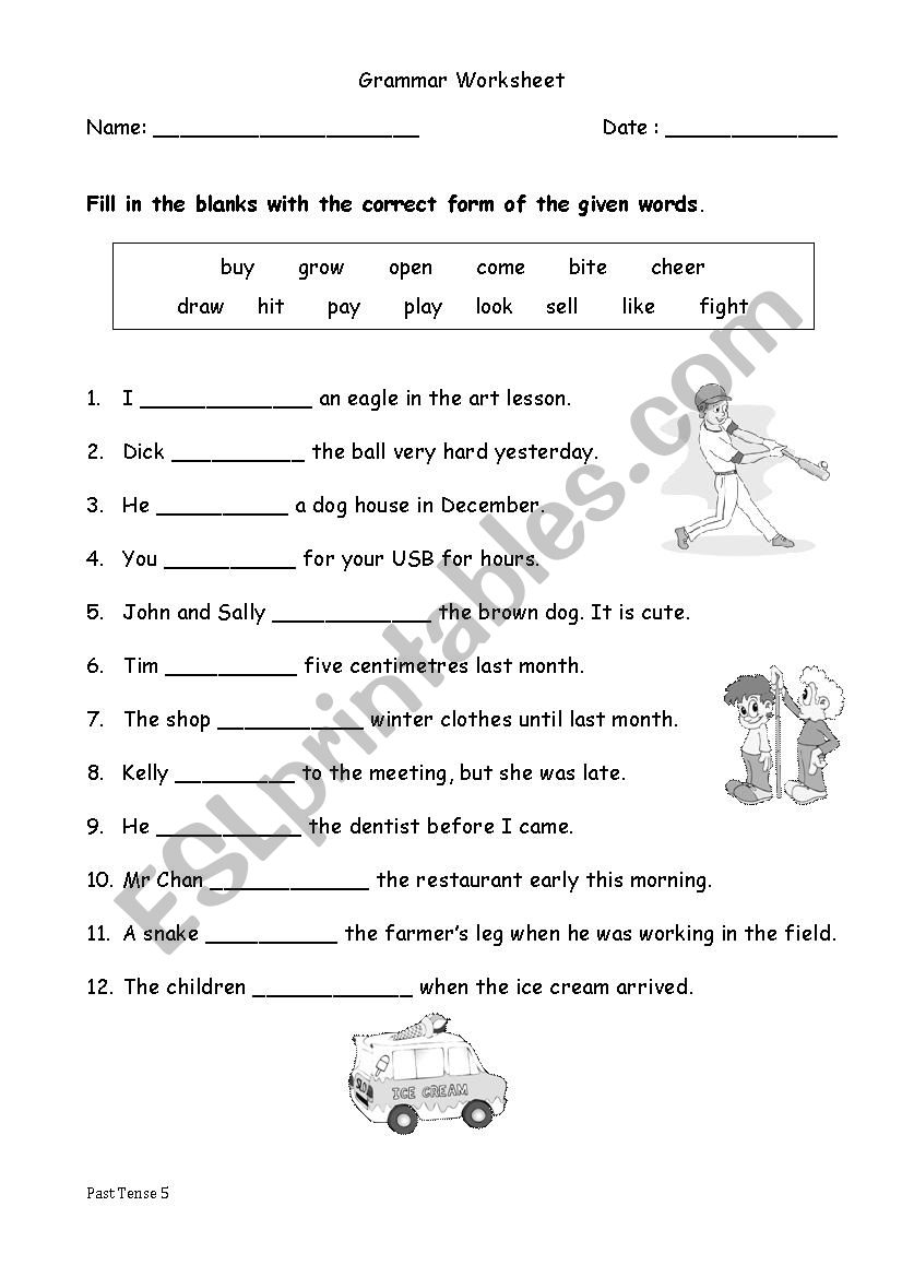 Past Tense 5 worksheet