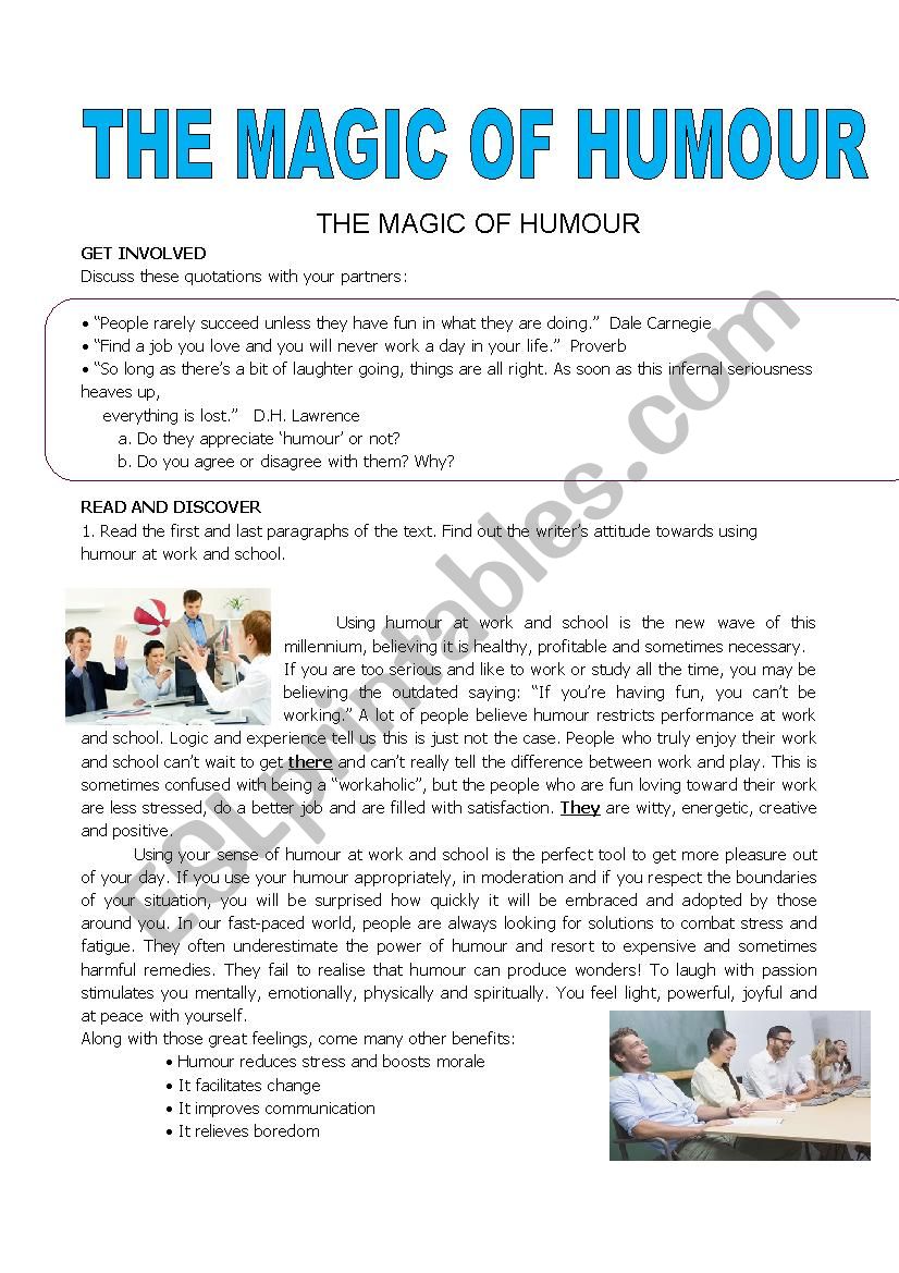 THE MAGIC OF HUMOUR worksheet