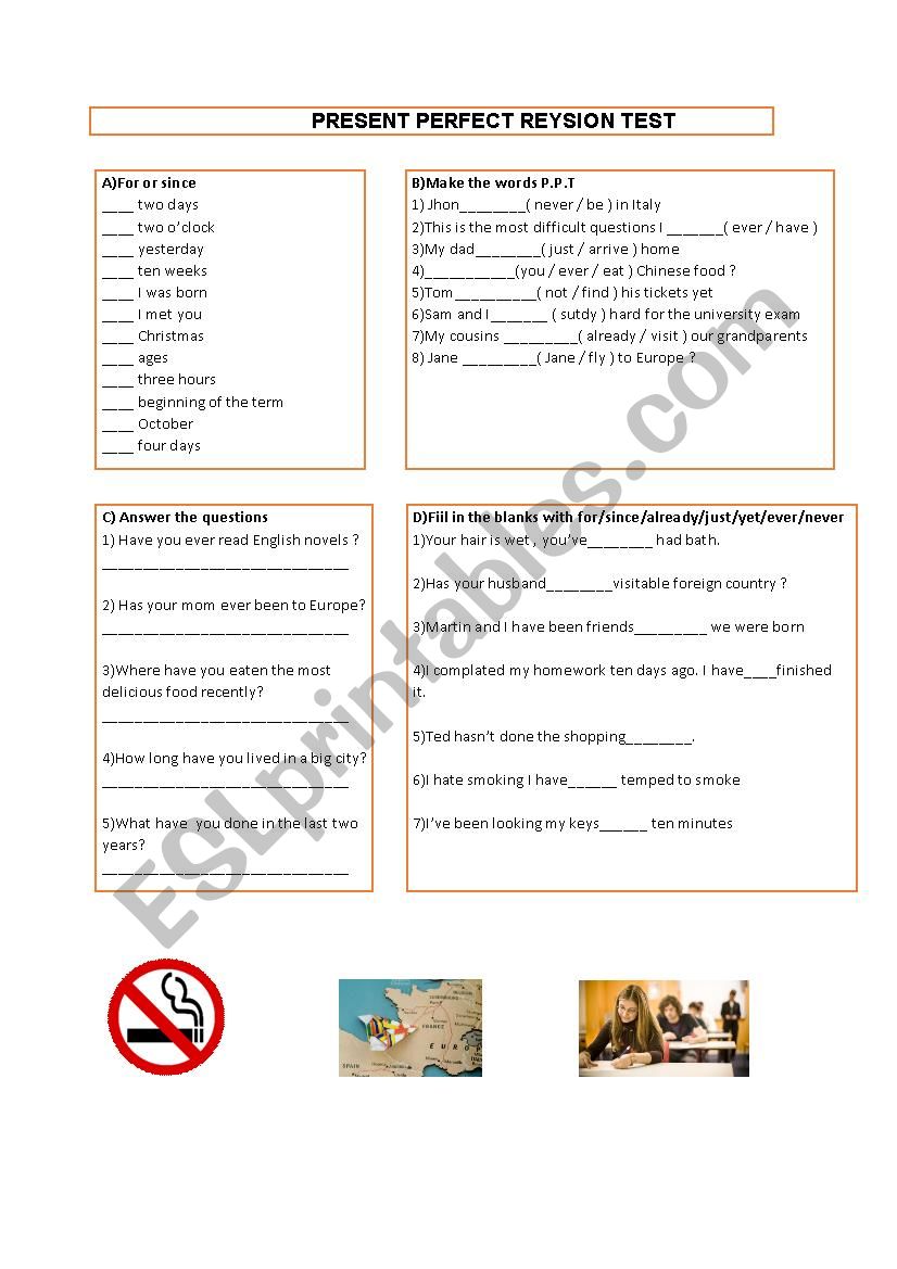 perfect tense revision for 10th grades 