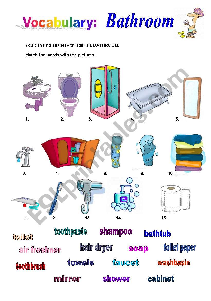 Bathroom worksheet