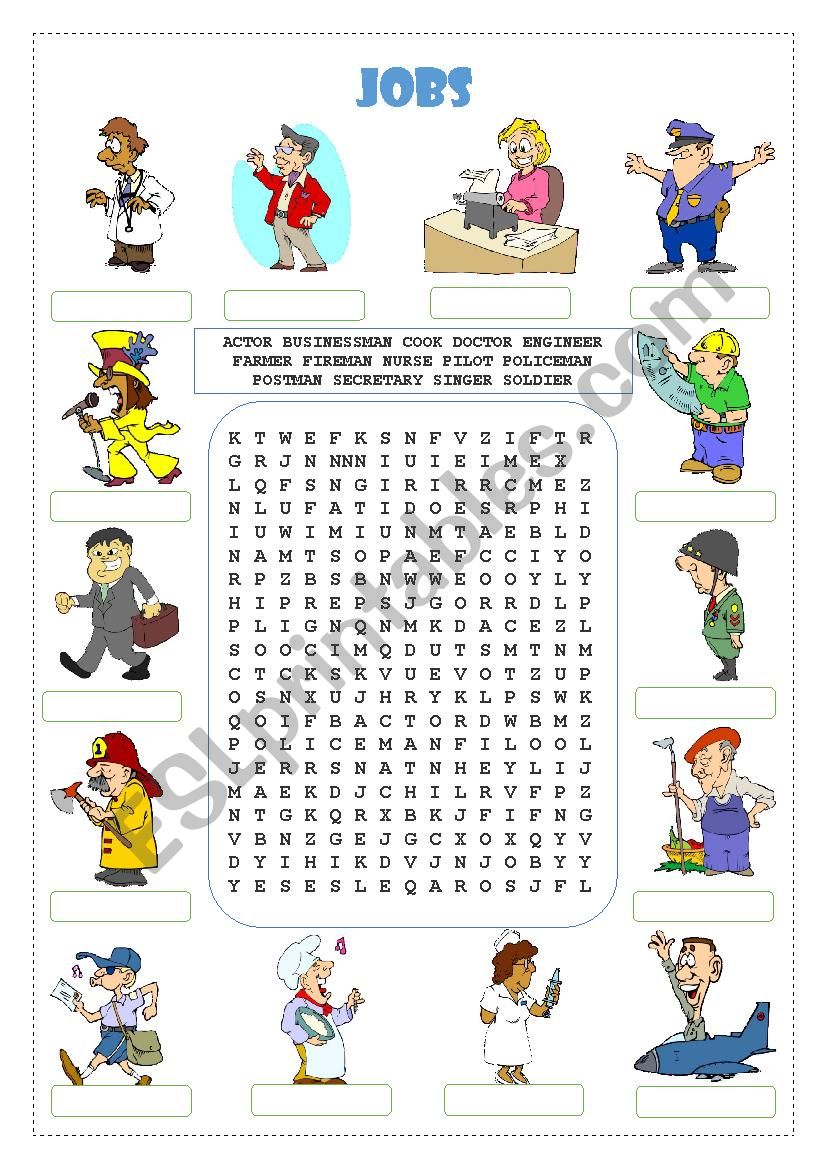 Jobs Wordsearch and Matching worksheet