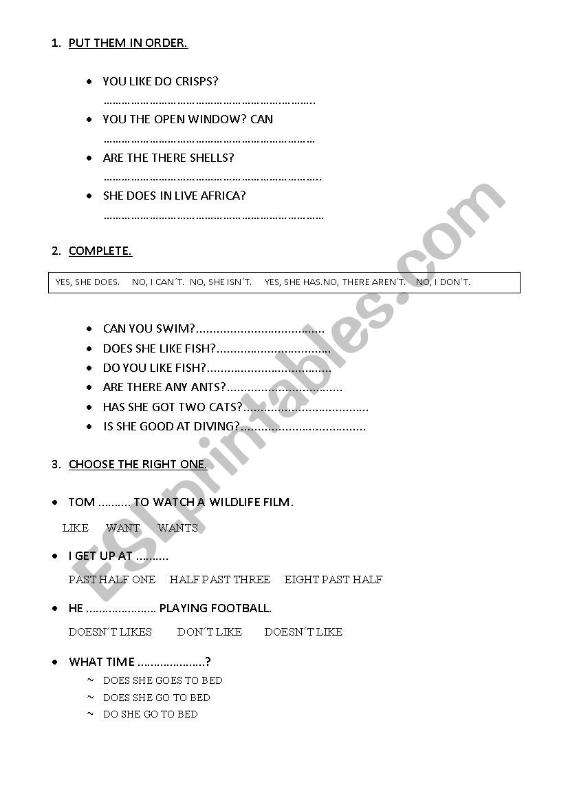 GRAMMAR TEST worksheet