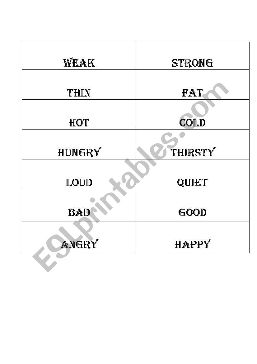 memory games opposite adjectives