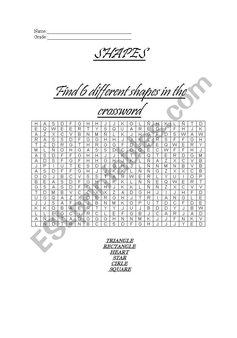 SHAPES worksheet