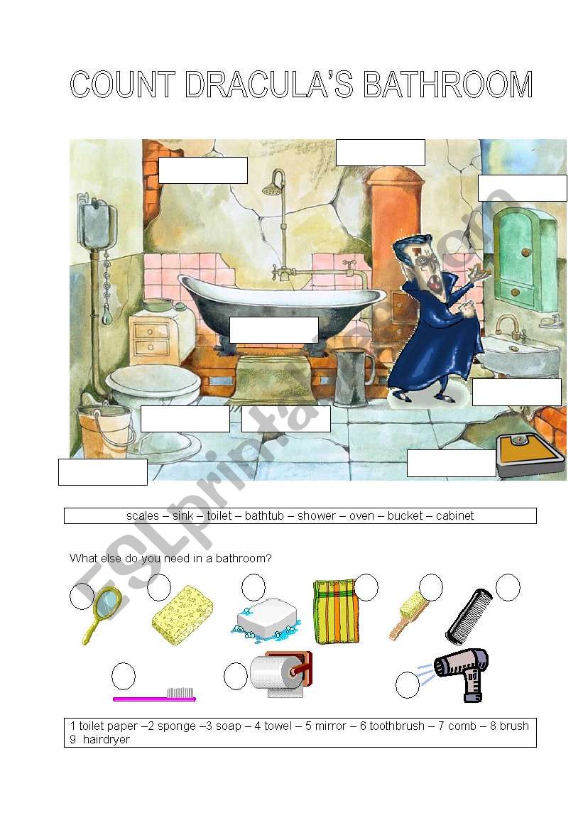 COUNT DRACULAÂ´S BATHROOM worksheet