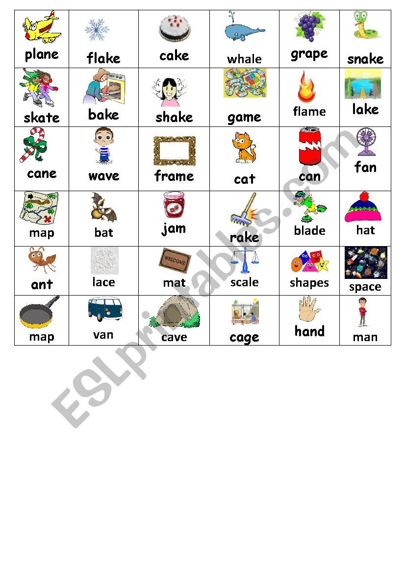 Reading Phonics Short/Long a worksheet