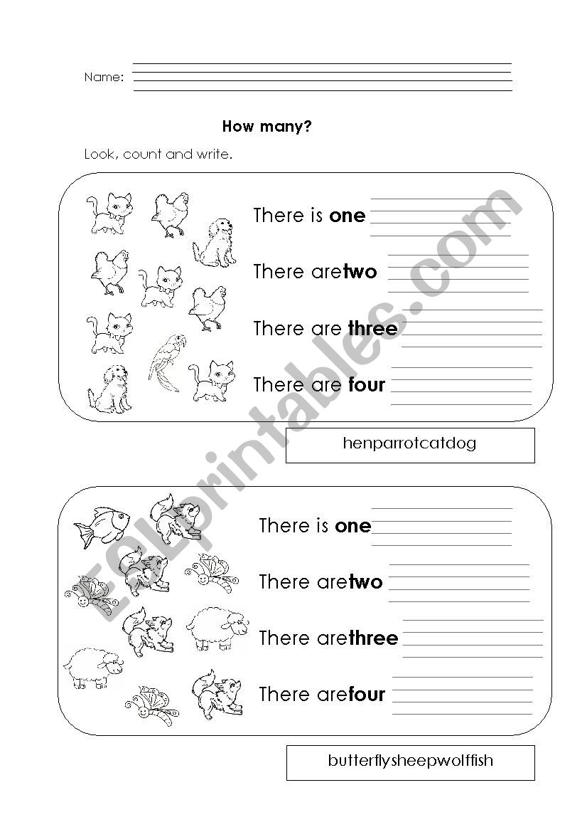 How many animals? worksheet