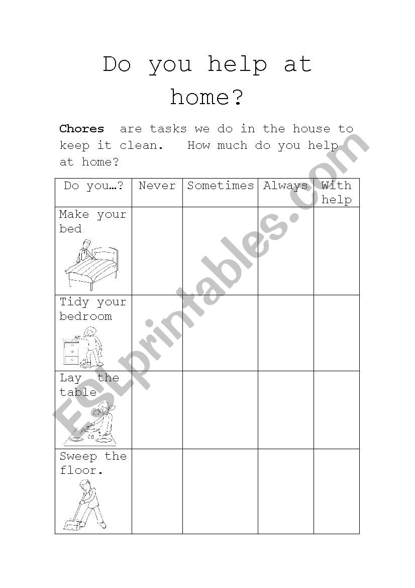 Do You Help At Home Esl Worksheet By Anab3634