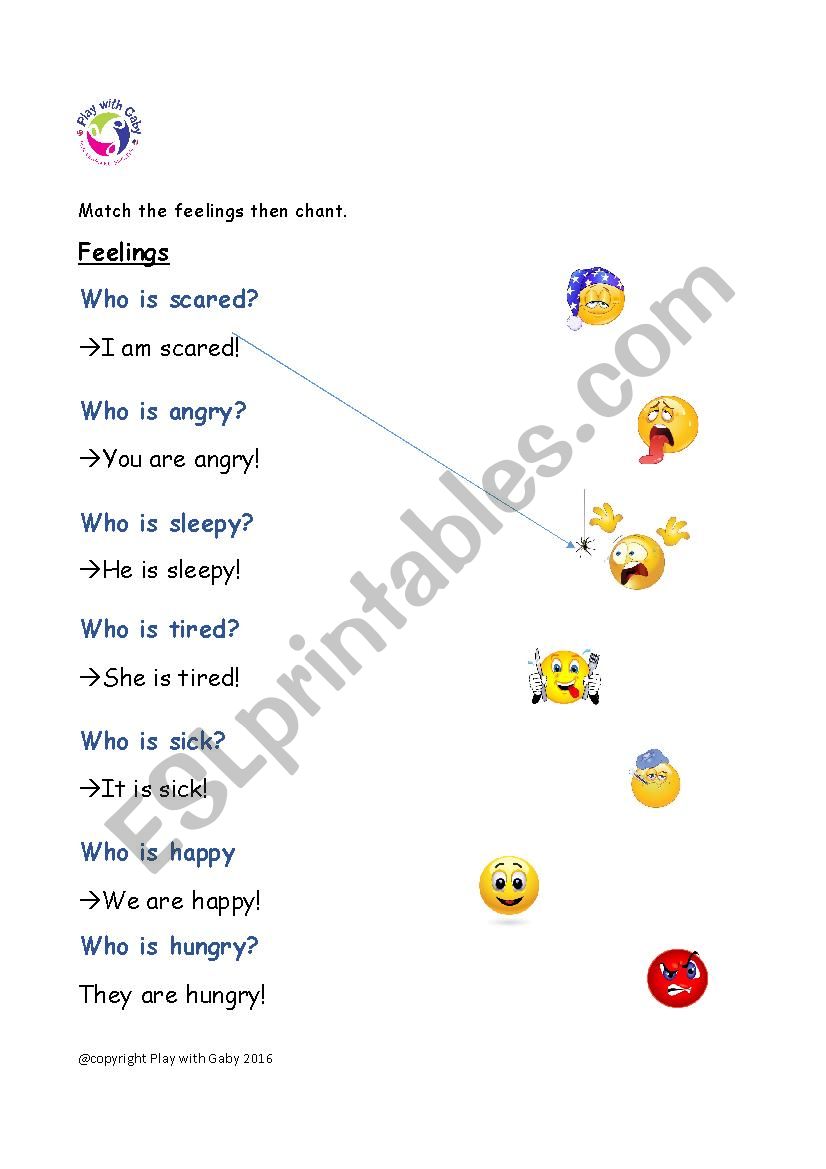 Feelings chant worksheet worksheet