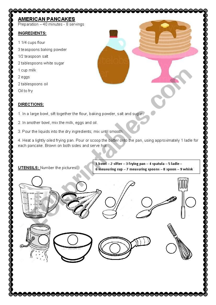 Kitchen Class: Pancakes worksheet