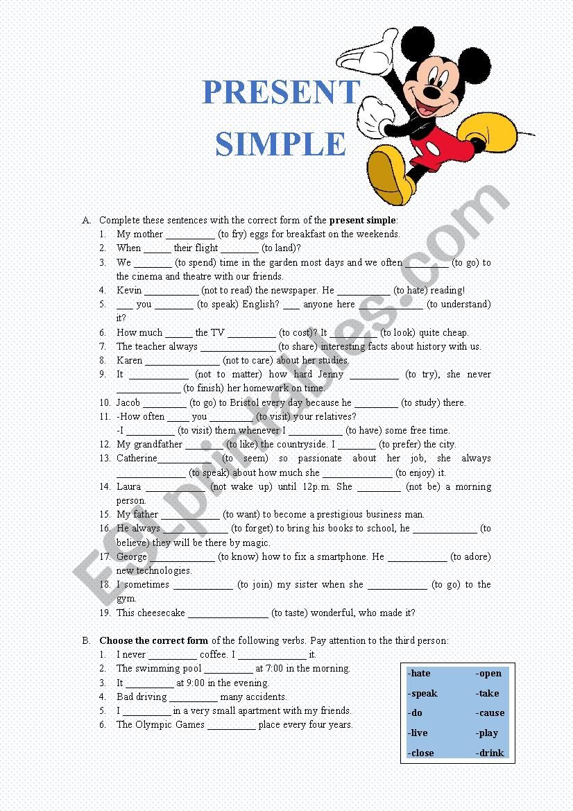 Present Simple worksheet