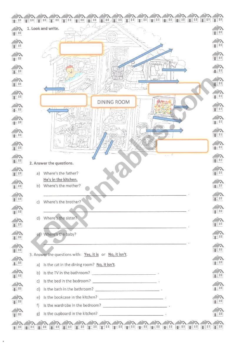 Rooms and furniture worksheet