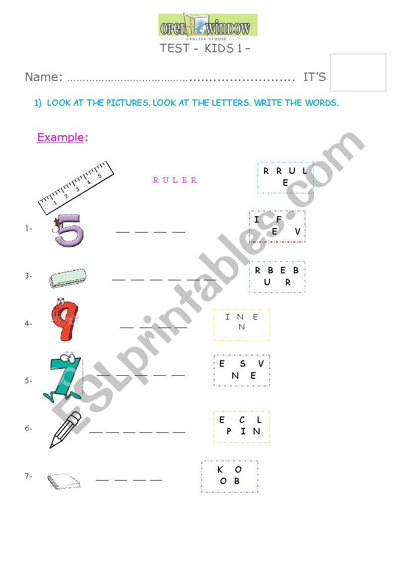 classroom objects worksheet