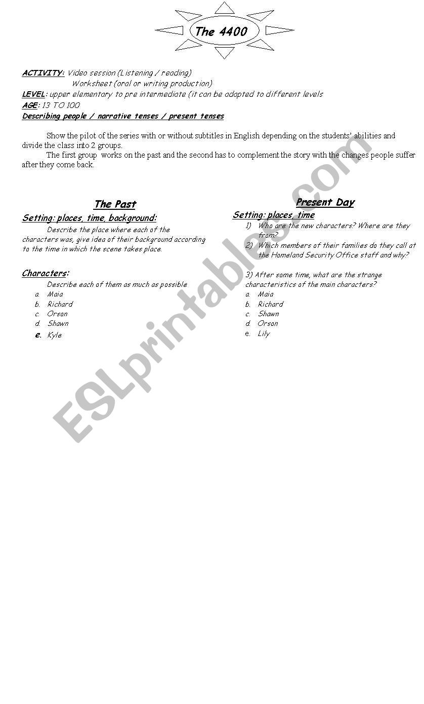 THE 4400 worksheet
