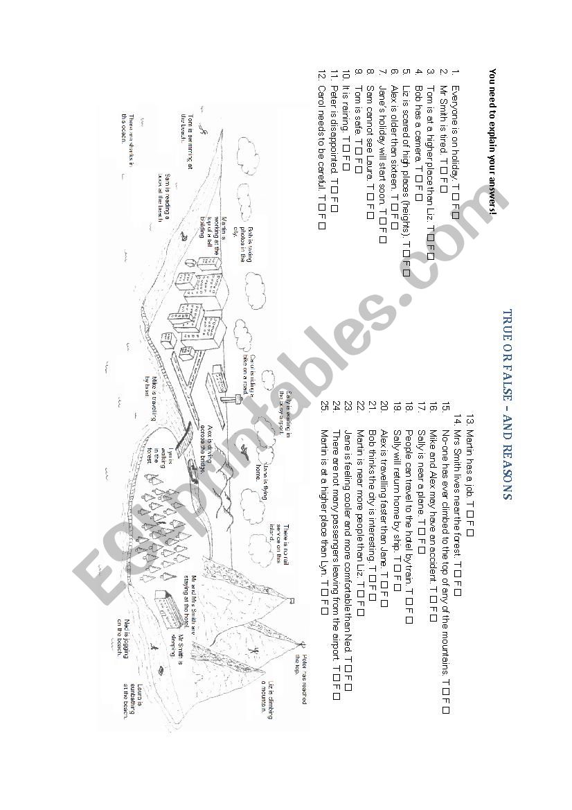 Travel True or False worksheet