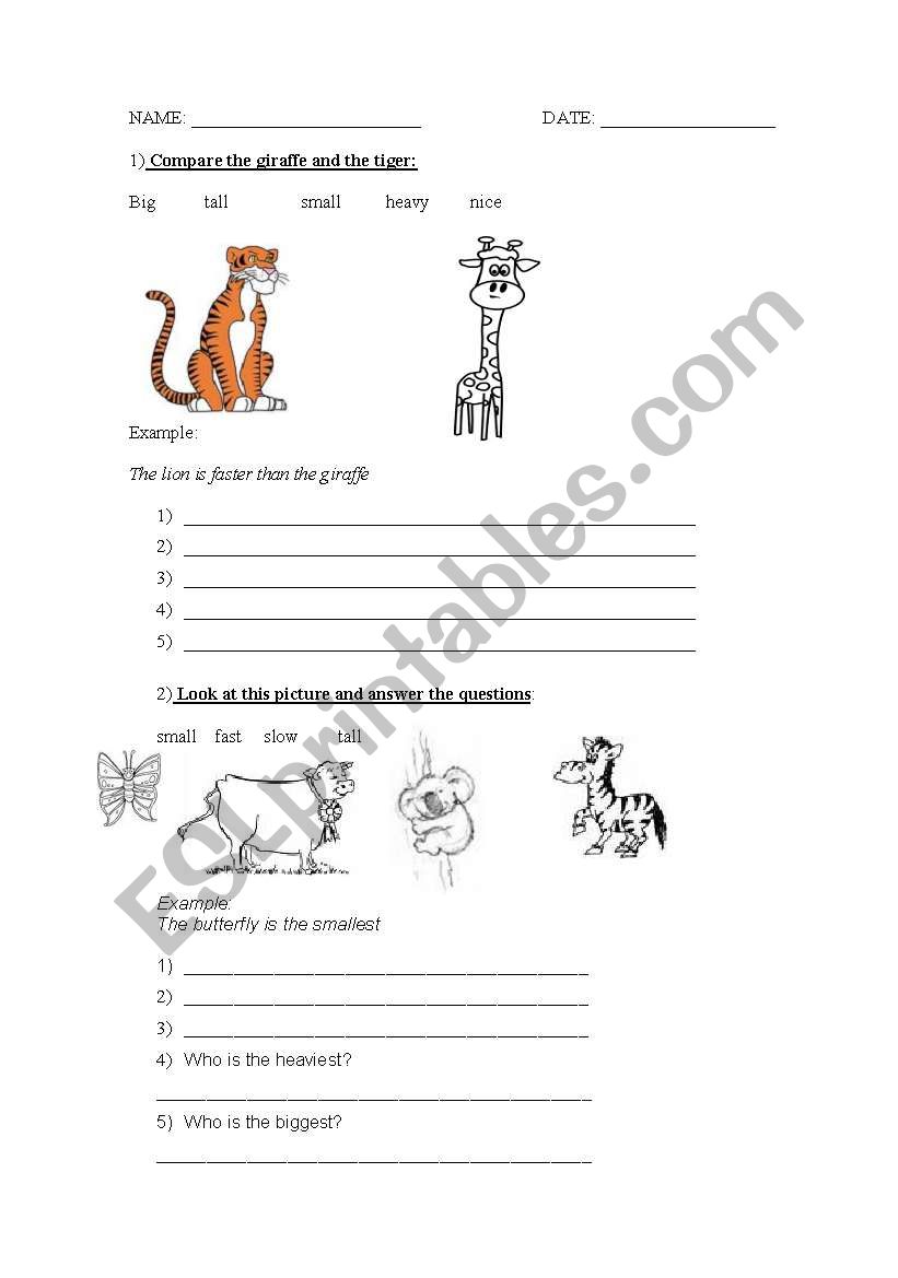 comparative and superlatives worksheet