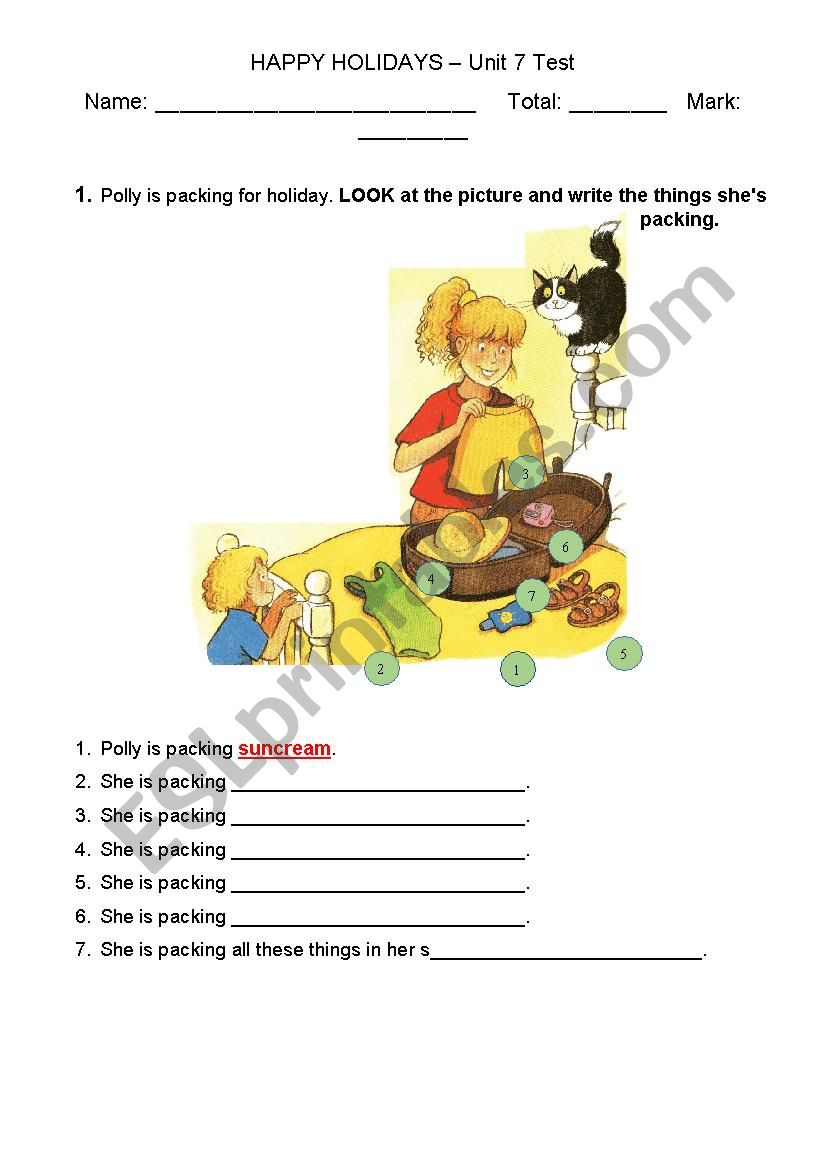 Happy Starting Points Unit 7 Happy Holidays test
