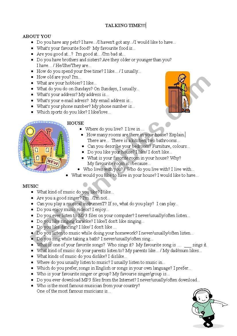 Talking Time worksheet