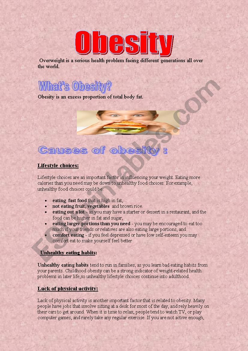 obesity worksheet