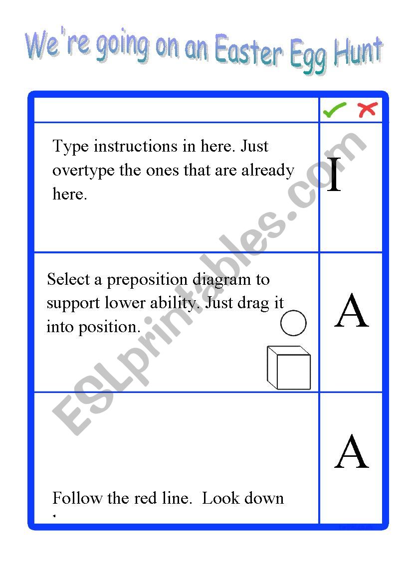 Easter Egg Hunt using prepositions