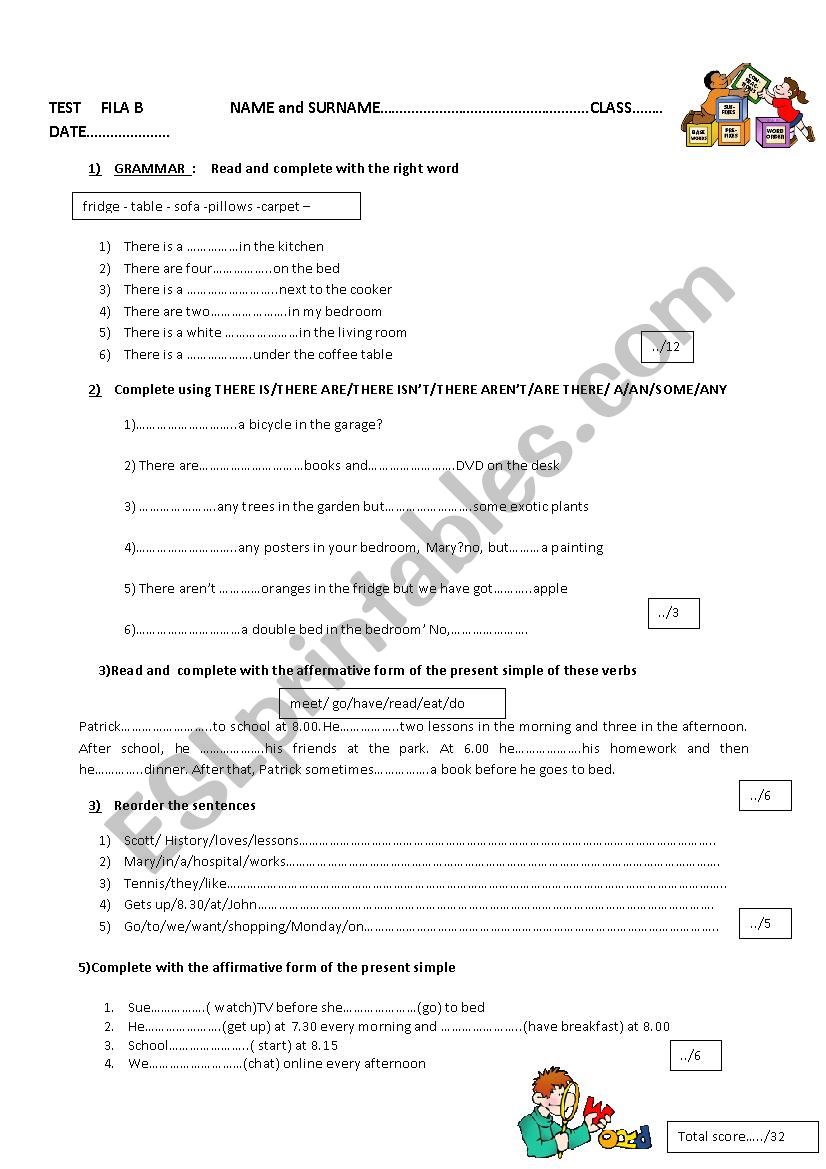 Skills Test worksheet