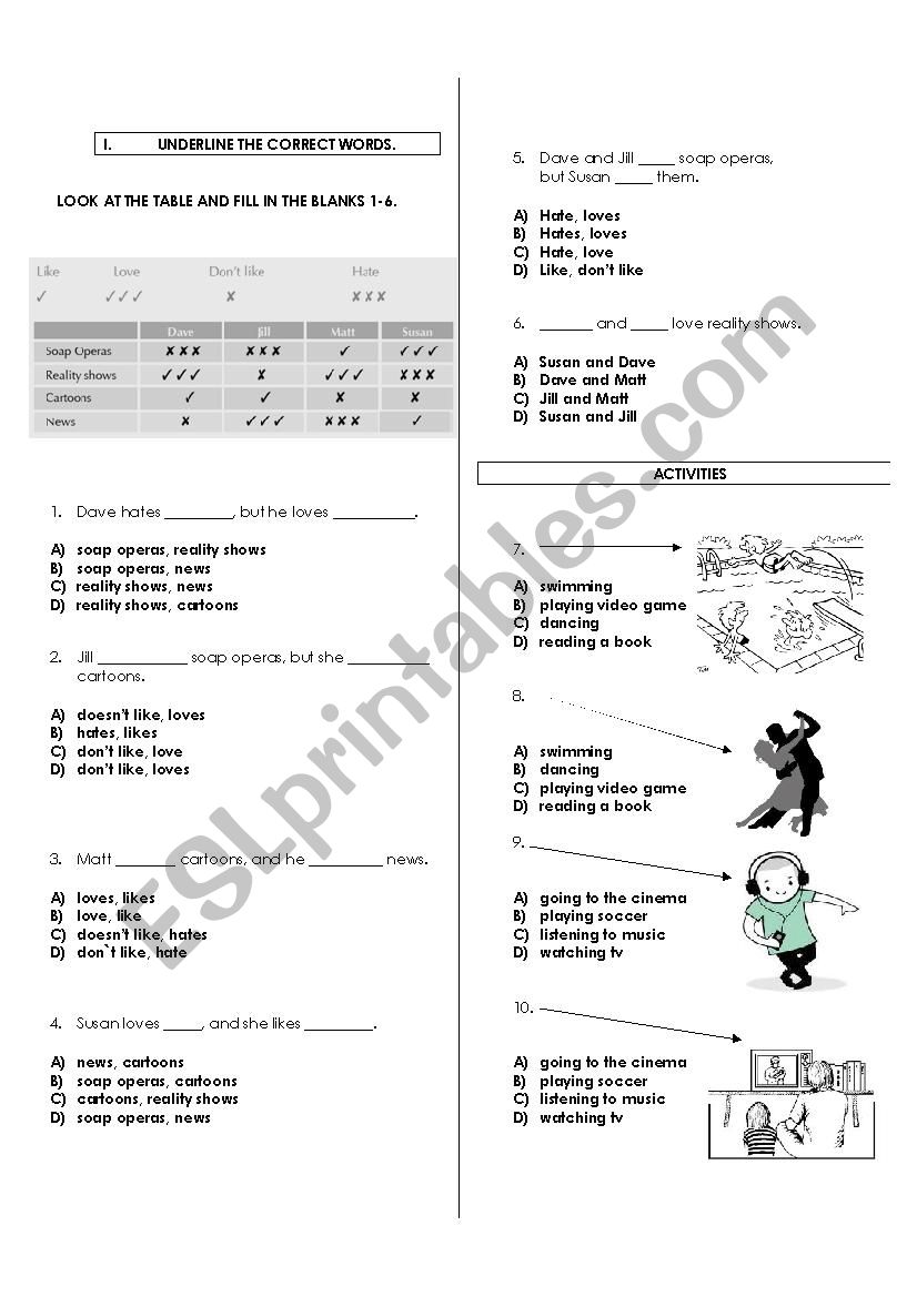 PREPOSITIONS IN, ON, AT worksheet