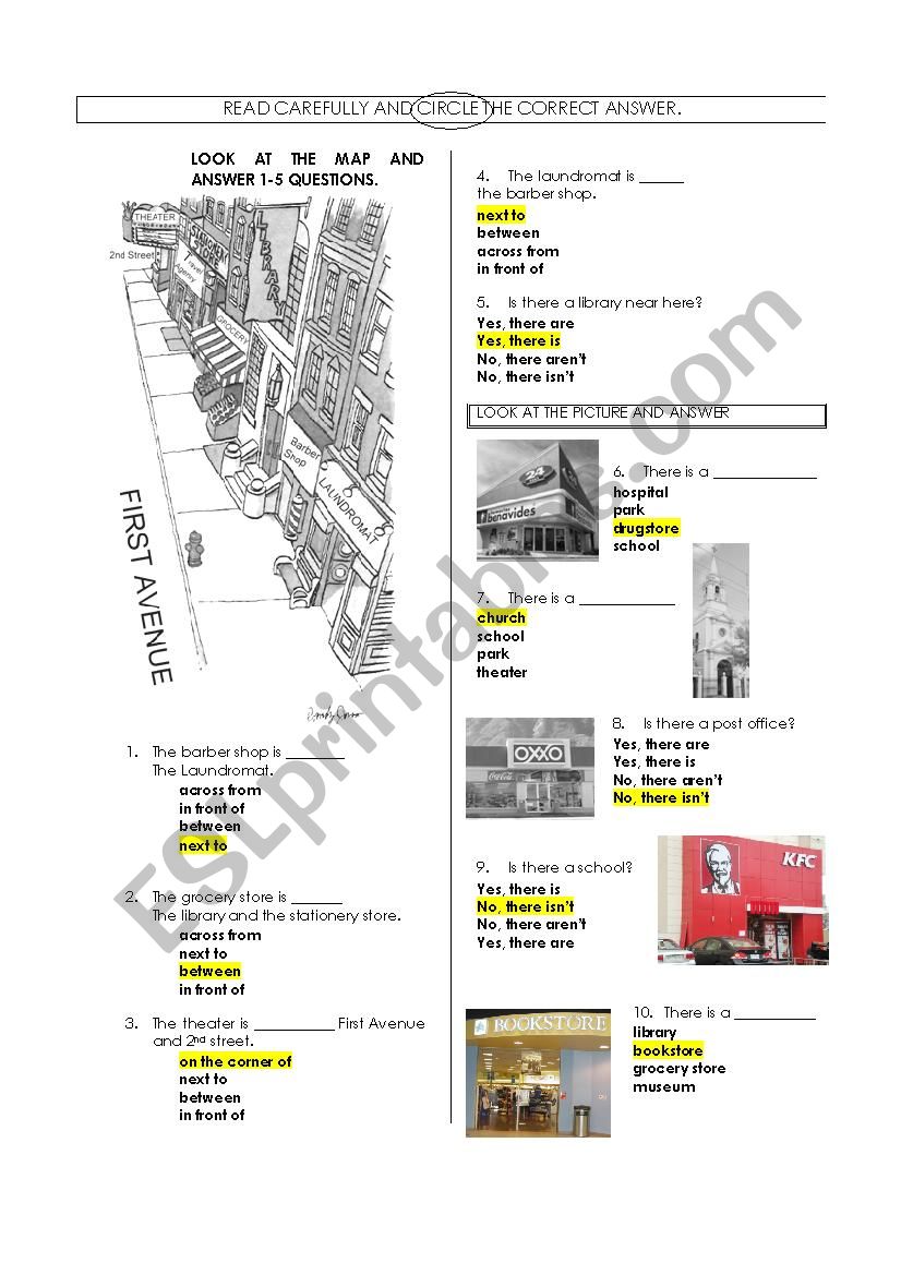 Prepositions of location worksheet