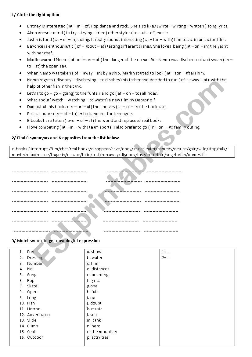 review of module 5, 9th form Tunisian students