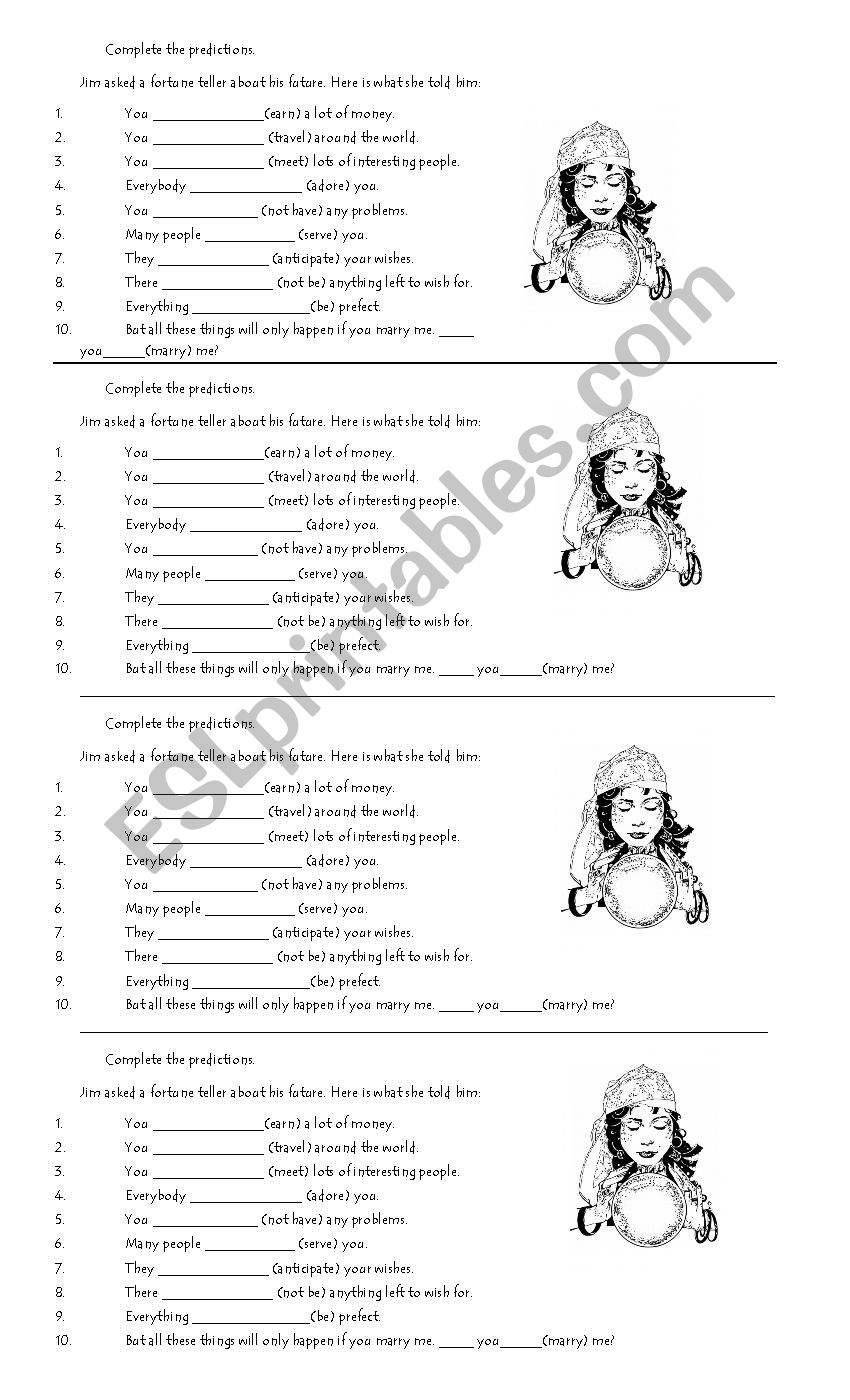 Fortune Teller with WILL worksheet