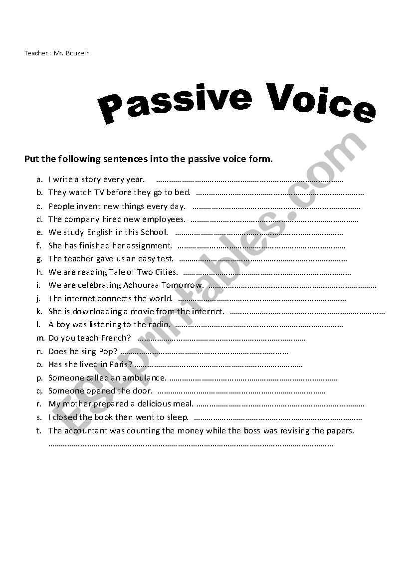 PASSIVE VOICE worksheet