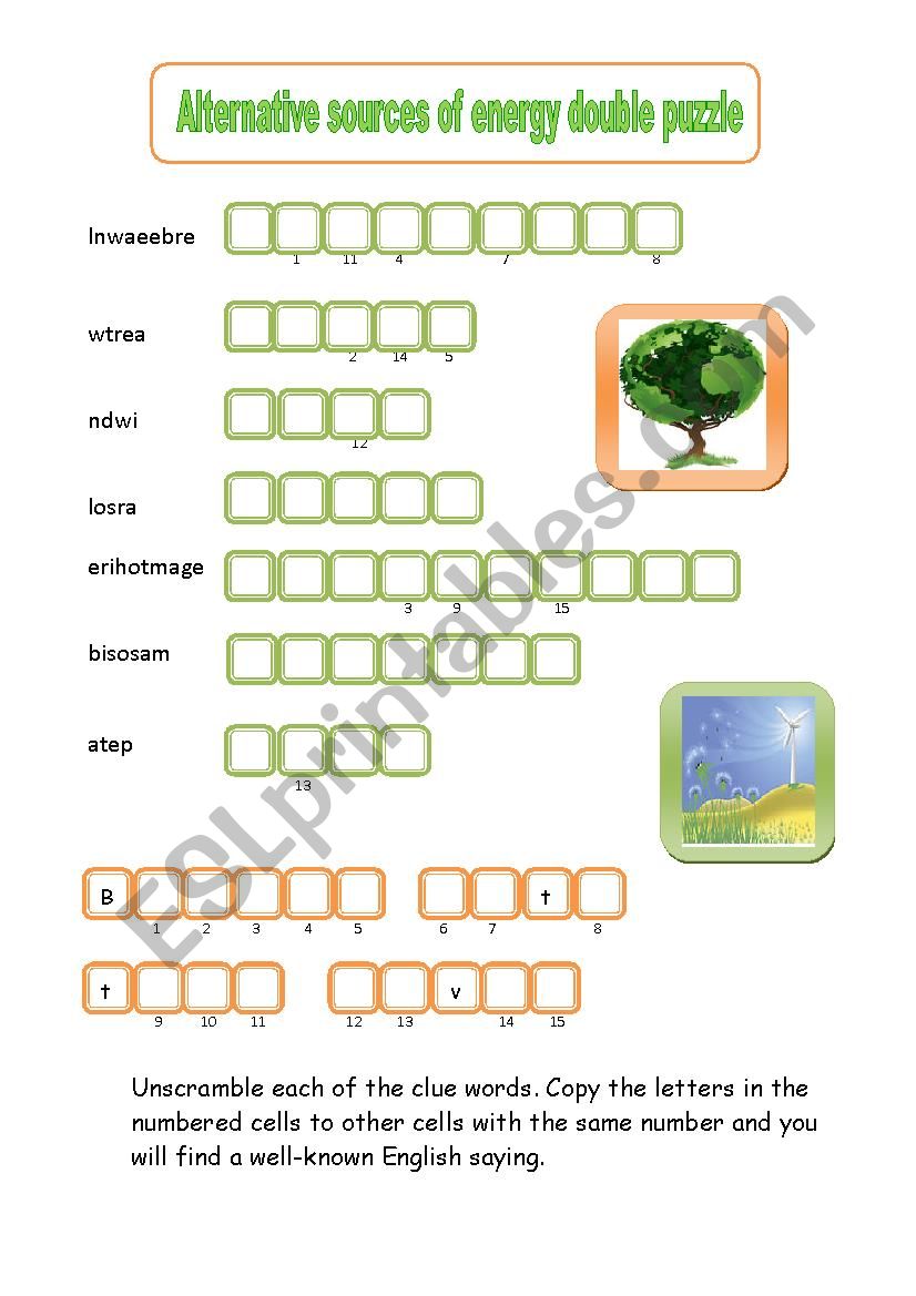 alternative energy word puzzle