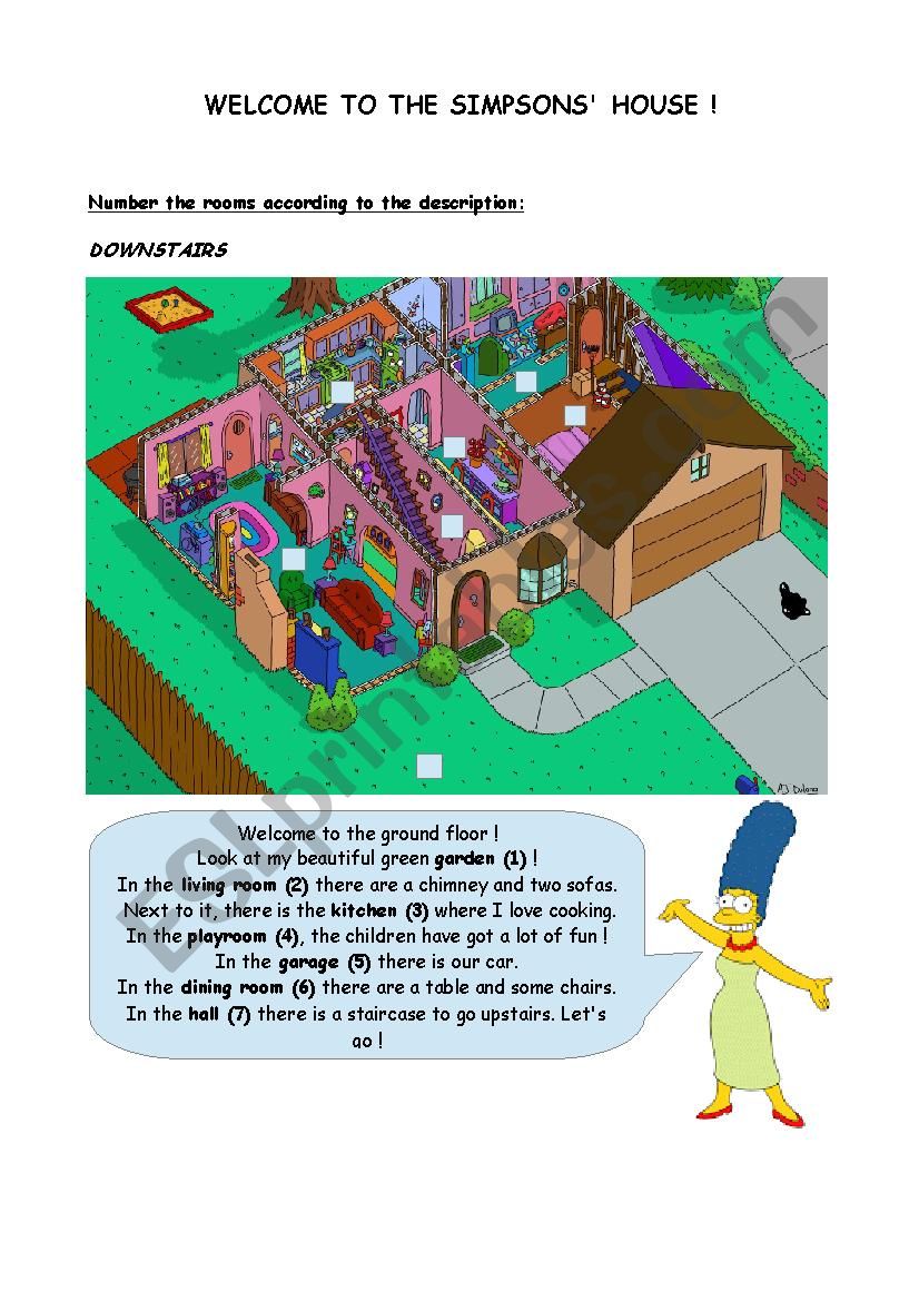 The Simpsons house worksheet