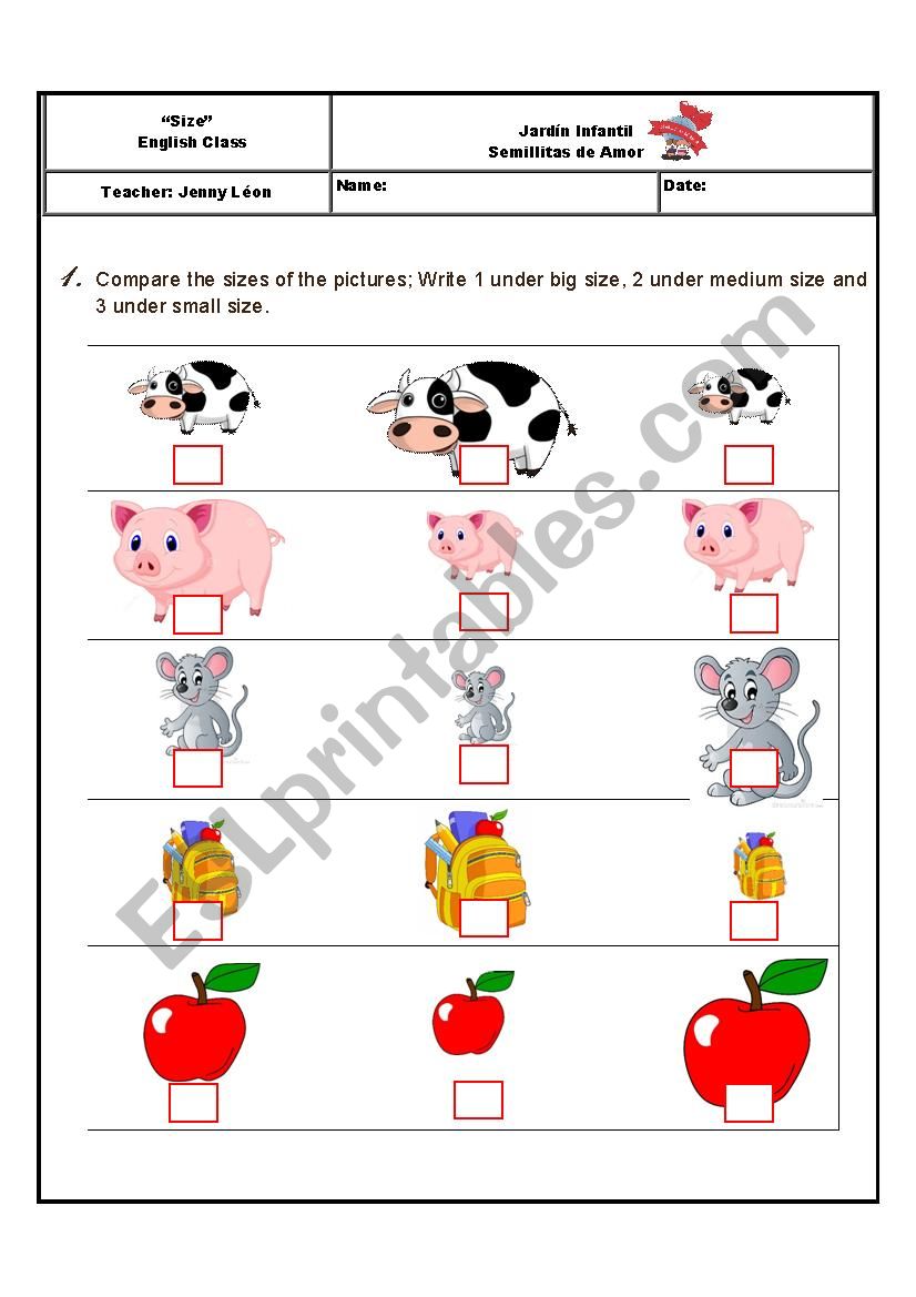 Size worksheet