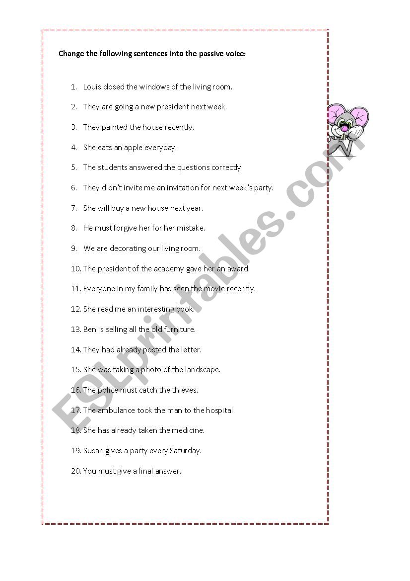 Passive Voice worksheet