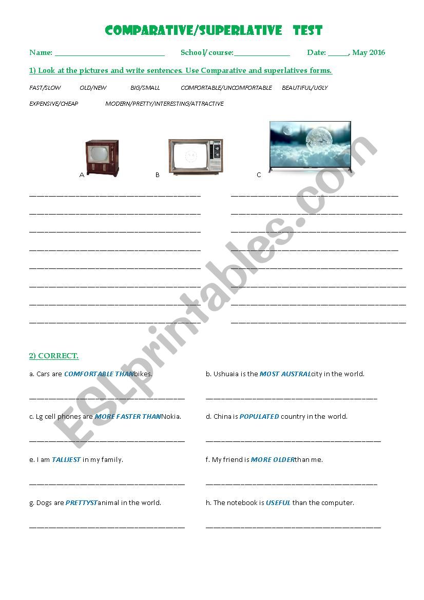 comparatives and superlatives 