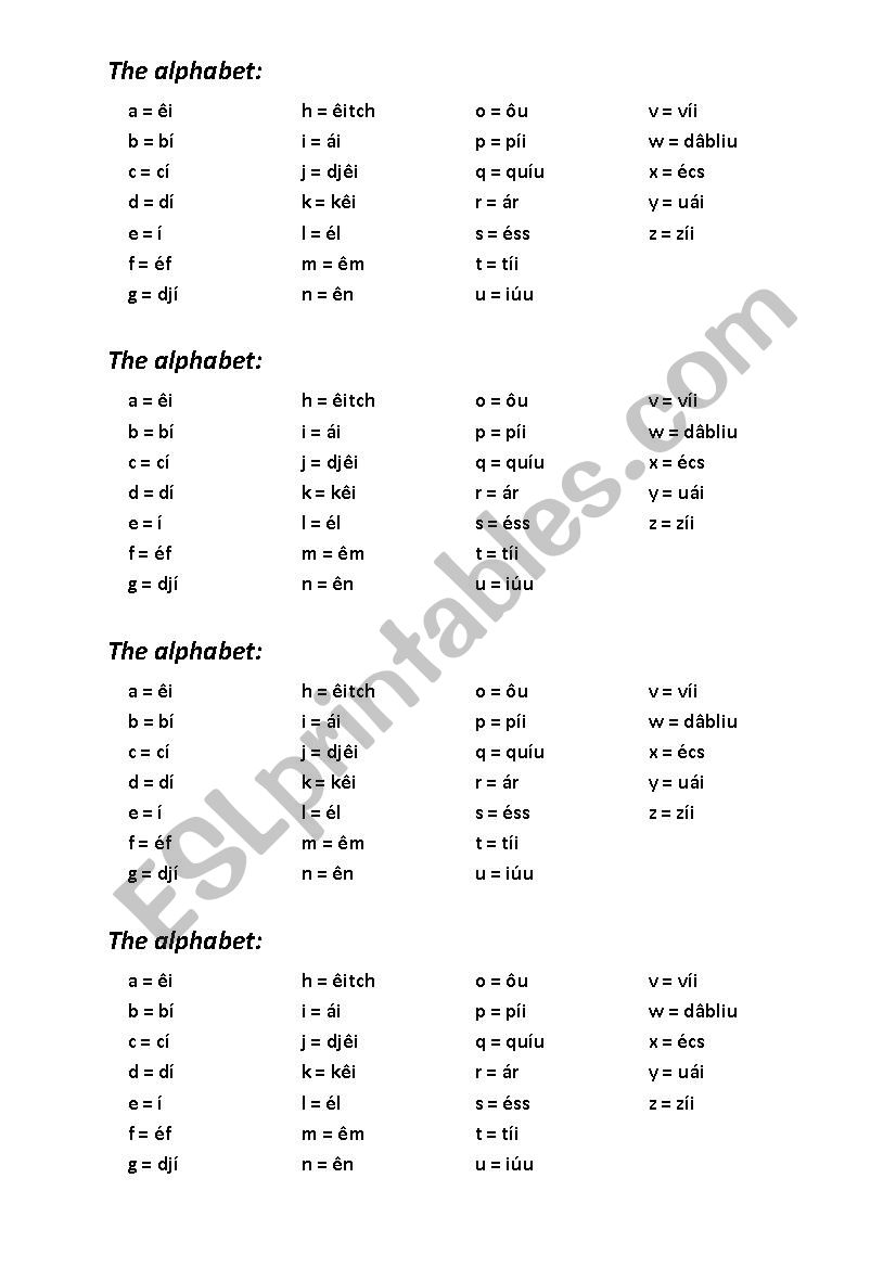 The Alphabet Sound Esl Worksheet By Krystoff
