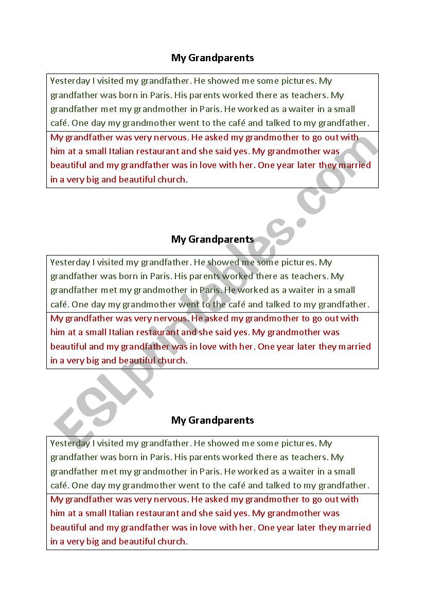 Past simple Running dictation worksheet
