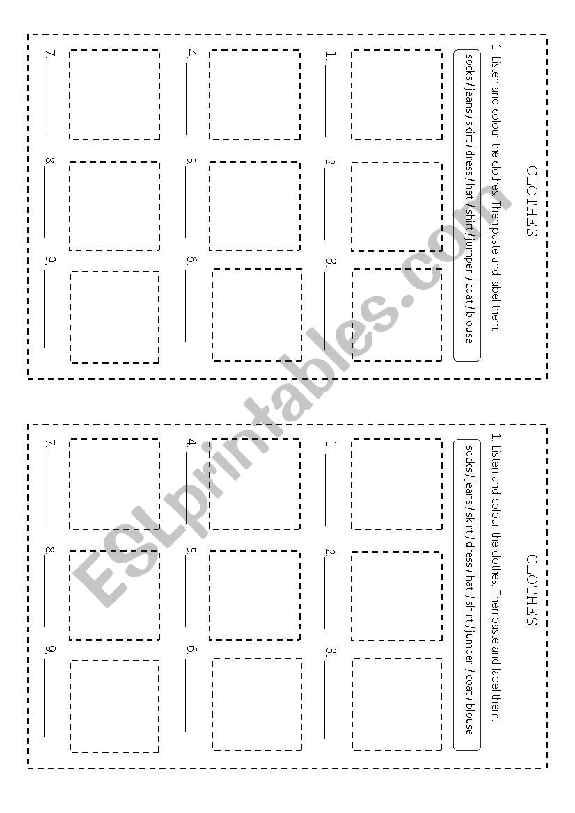 Clothes worksheet