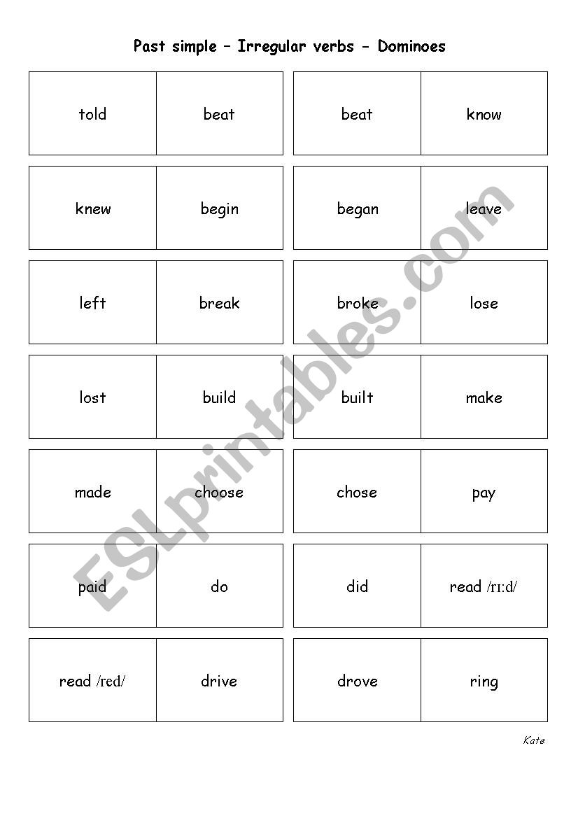 Domino - Irregular verbs - Past simple